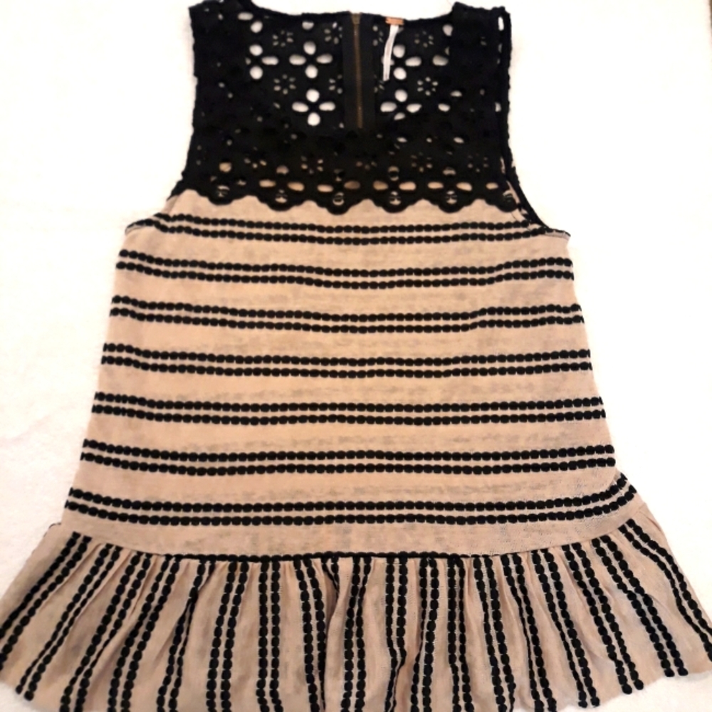 Molly Retro Peplum Crotchet Tank Small